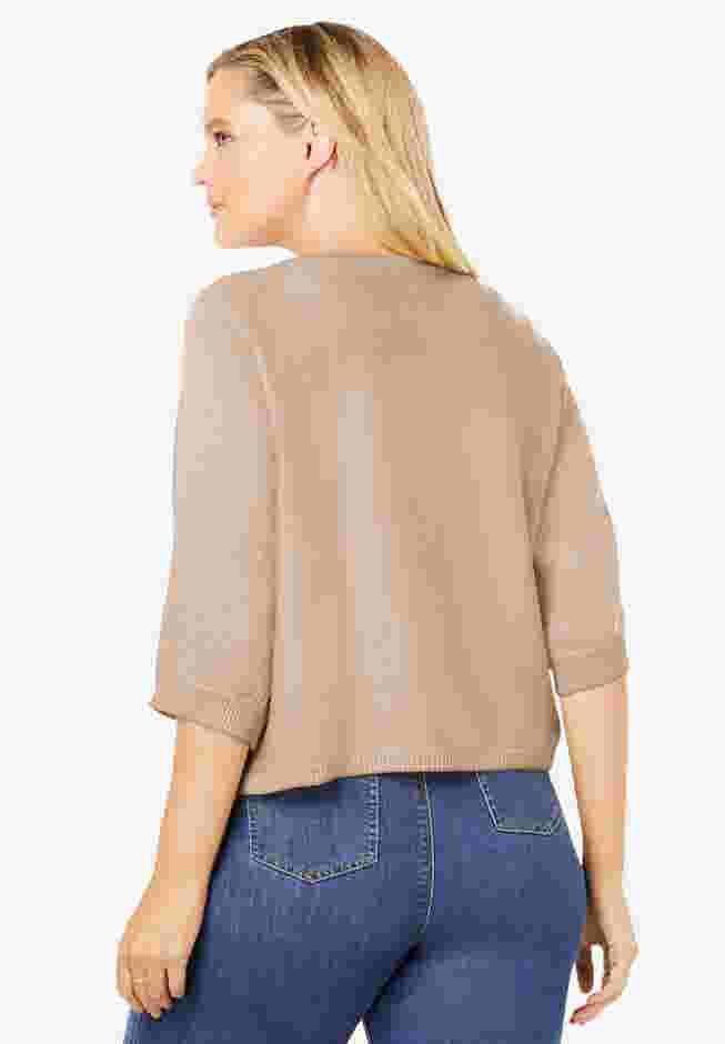 Rib Trim Cardigan Shrug image number 1