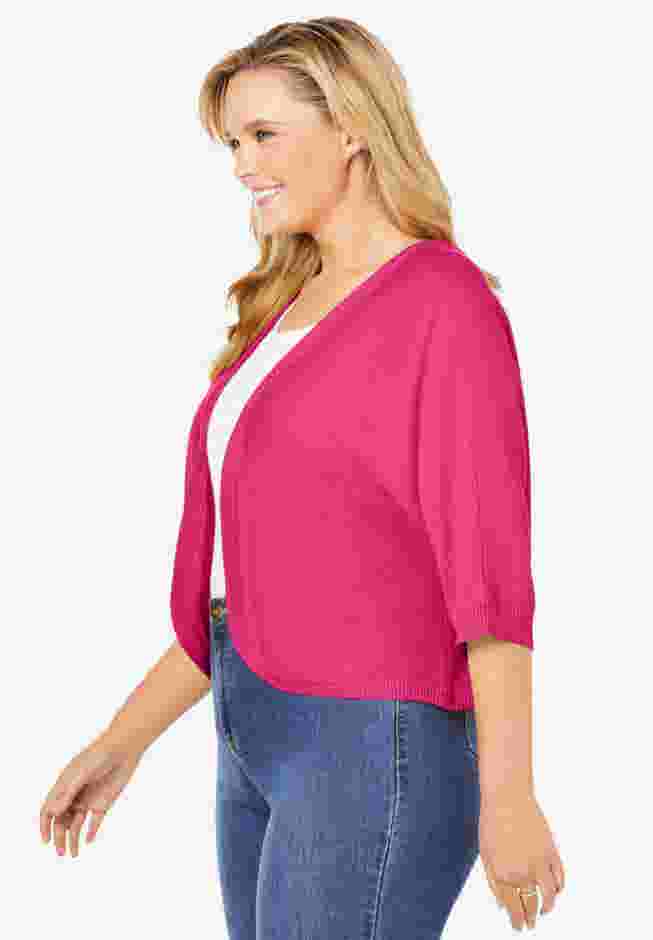 Rib Trim Cardigan Shrug image number 2