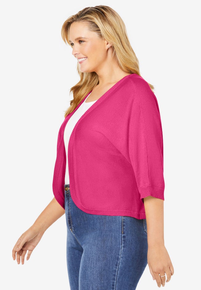 Rib Trim Cardigan Shrug image number 2