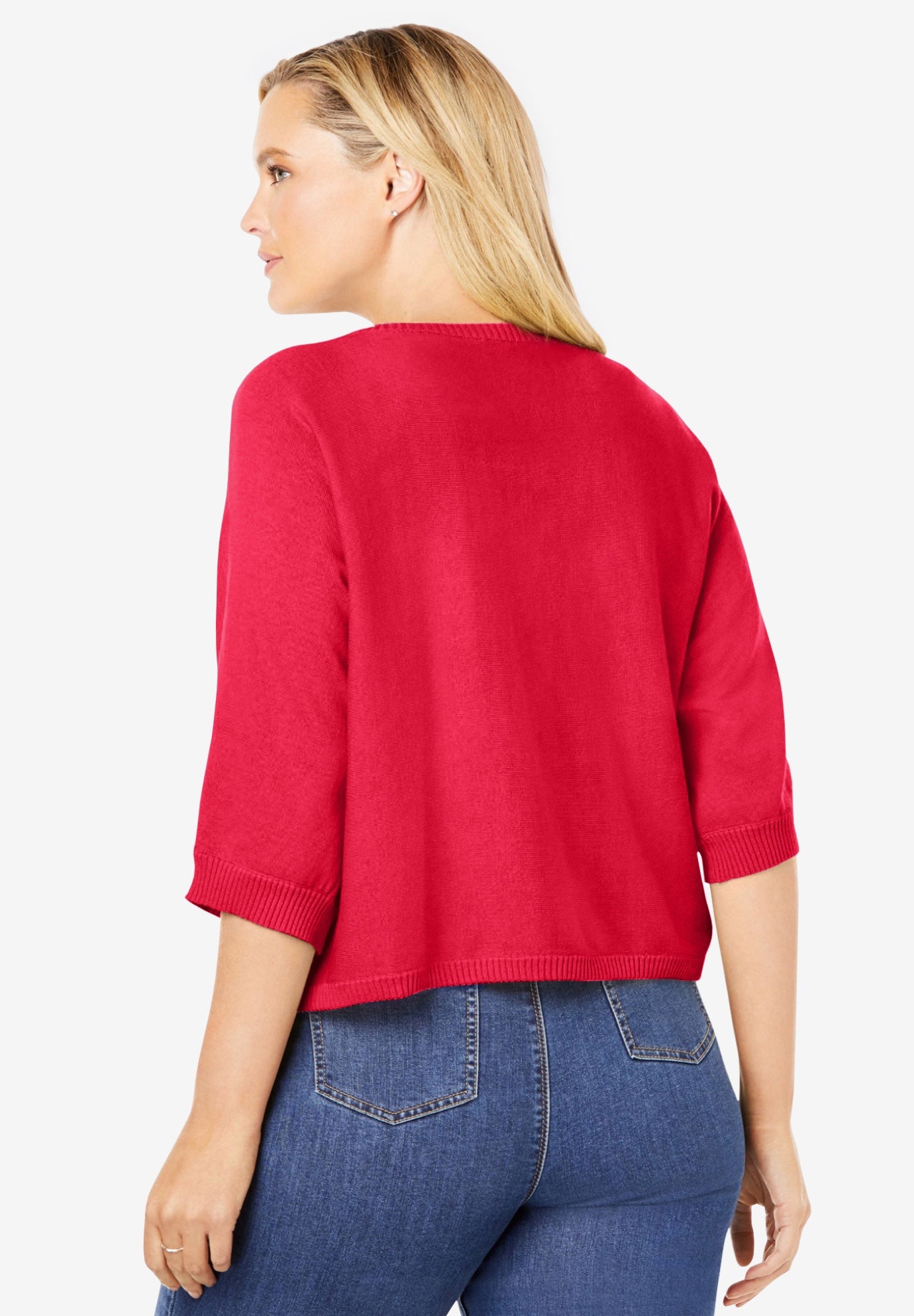 Rib Trim Cardigan Shrug Sweater image number 1