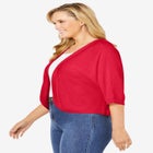 Rib Trim Cardigan Shrug Sweater image number null