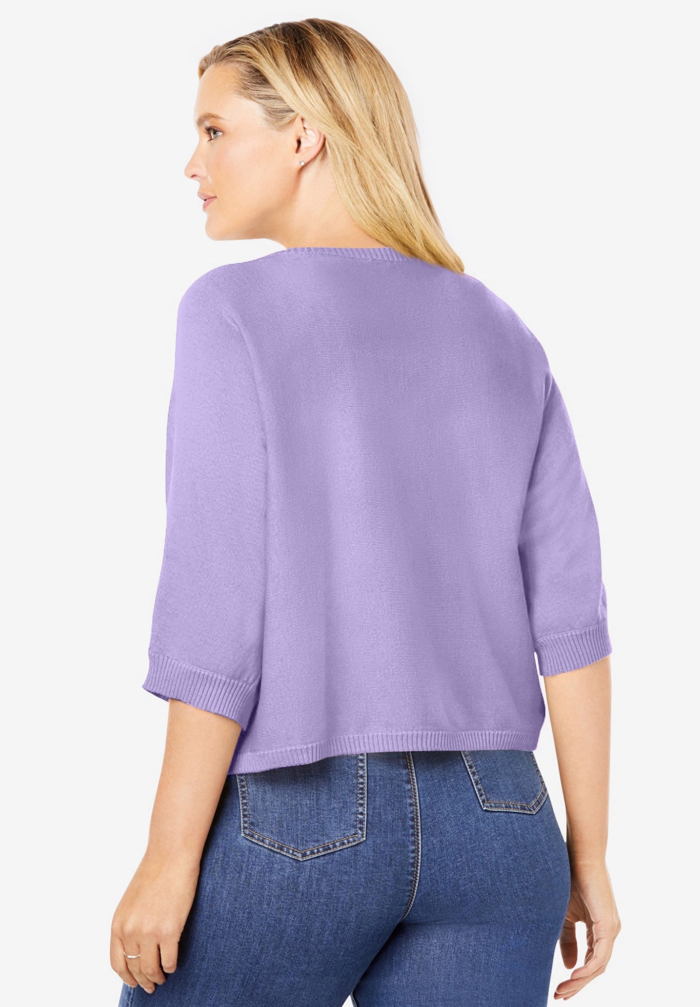 Rib Trim Cardigan Shrug Sweater image number 1