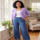 Rib Trim Cardigan Shrug Sweater image number null