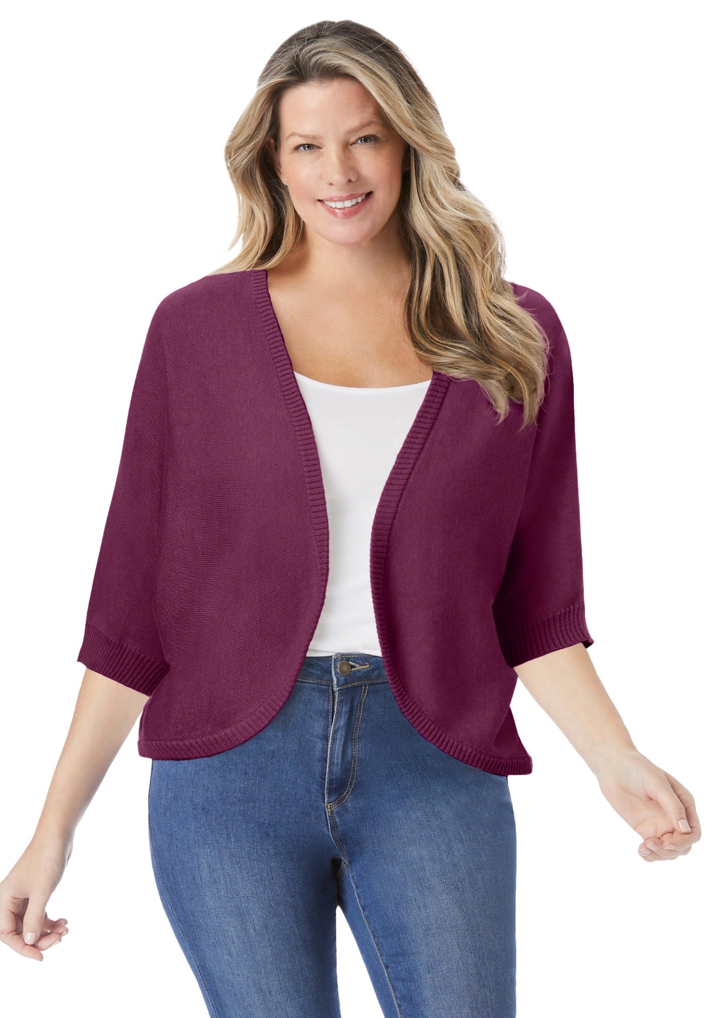 Rib Trim Cardigan Shrug image number 0