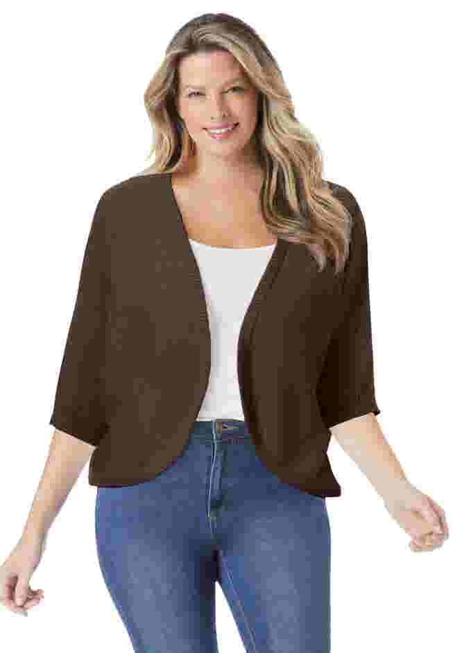 Rib Trim Cardigan Shrug image number 0