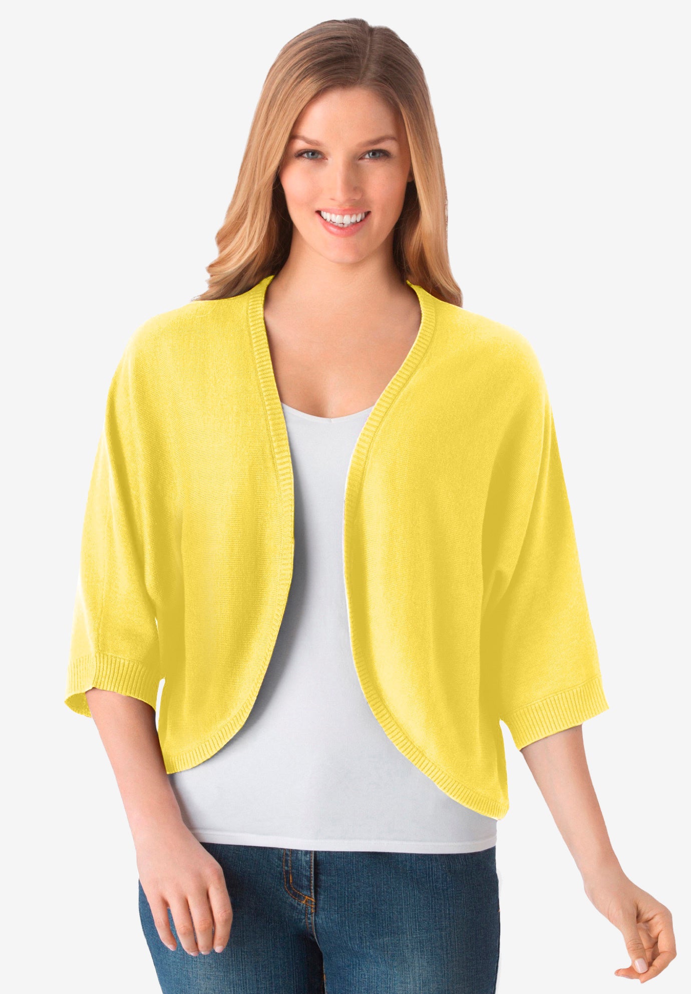 Rib Trim Cardigan Shrug Sweater image number 0