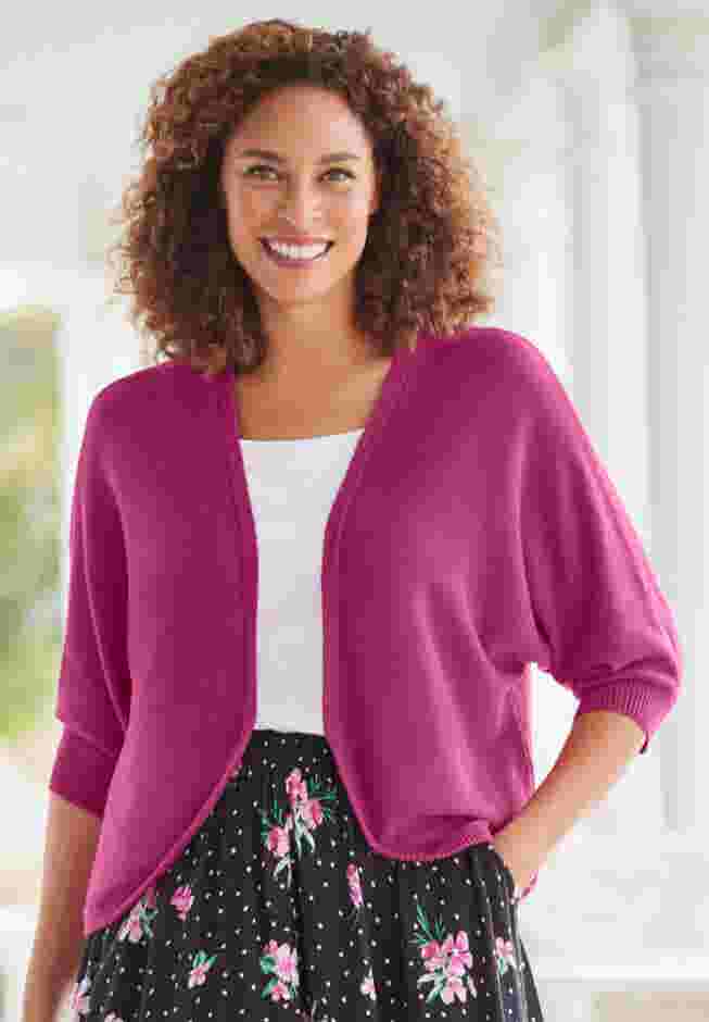 Rib Trim Cardigan Shrug image number 0