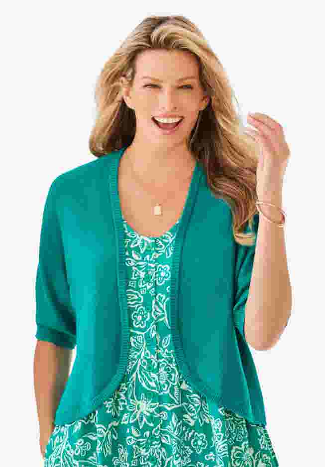 Rib Trim Cardigan Shrug image number 0