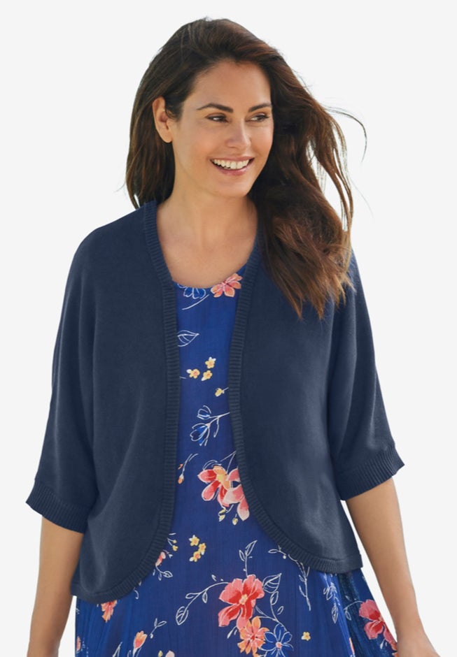 Rib Trim Cardigan Shrug image number 0