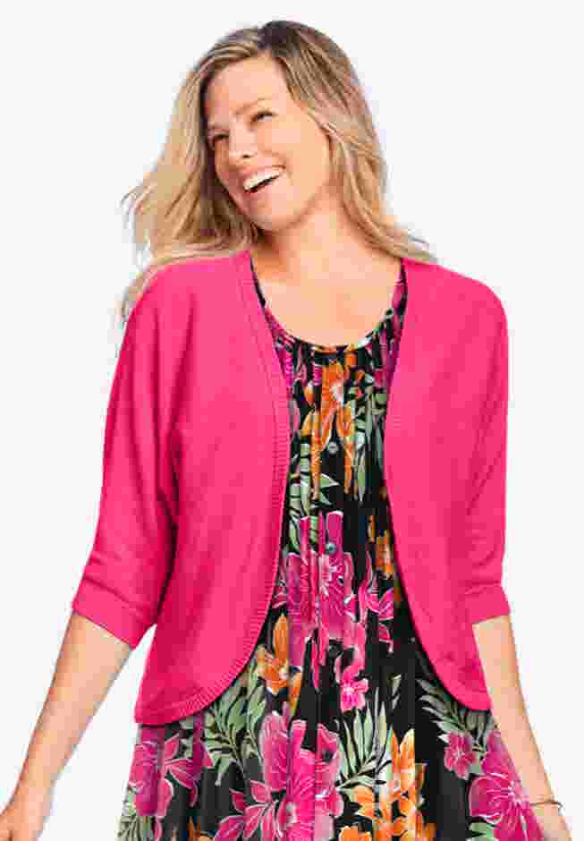 Rib Trim Cardigan Shrug image number 0