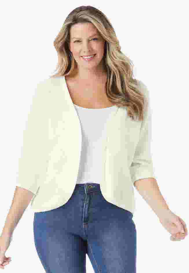 Rib Trim Cardigan Shrug image number 0