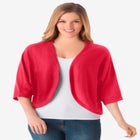 Rib Trim Cardigan Shrug Sweater image number null