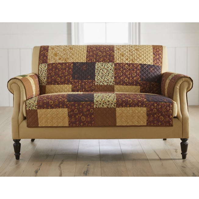 Printed Faux Patchwork Loveseat Protector image number null