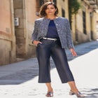 Faux Leather Wide-Leg Crop Pant image number null