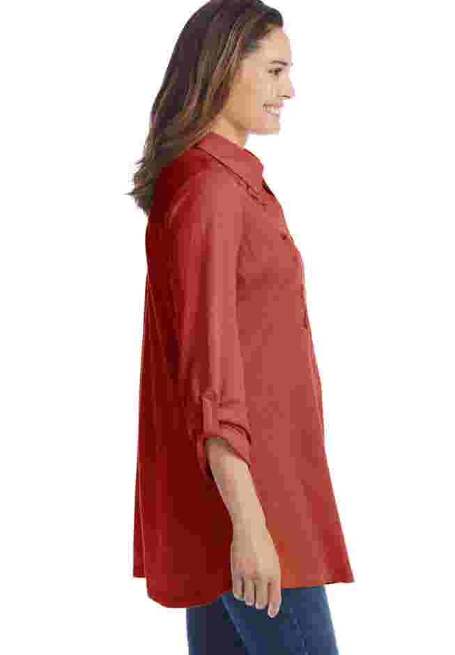 Button-Front Embroidered Tunic image number 2