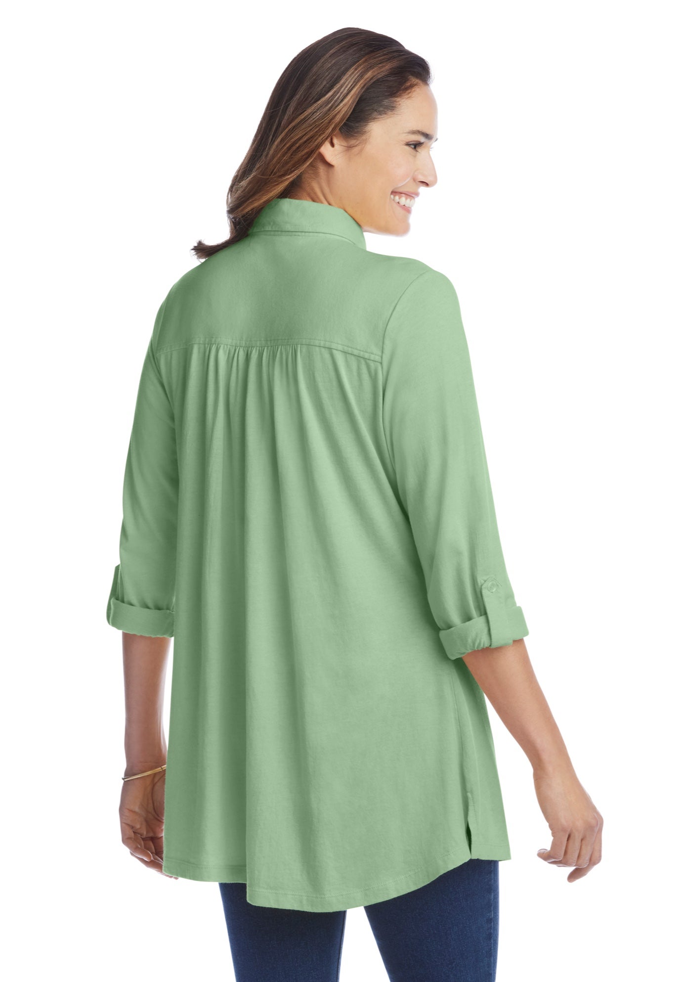 Button-Front Embroidered Tunic image number 1