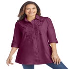 Button-Front Embroidered Tunic image number null