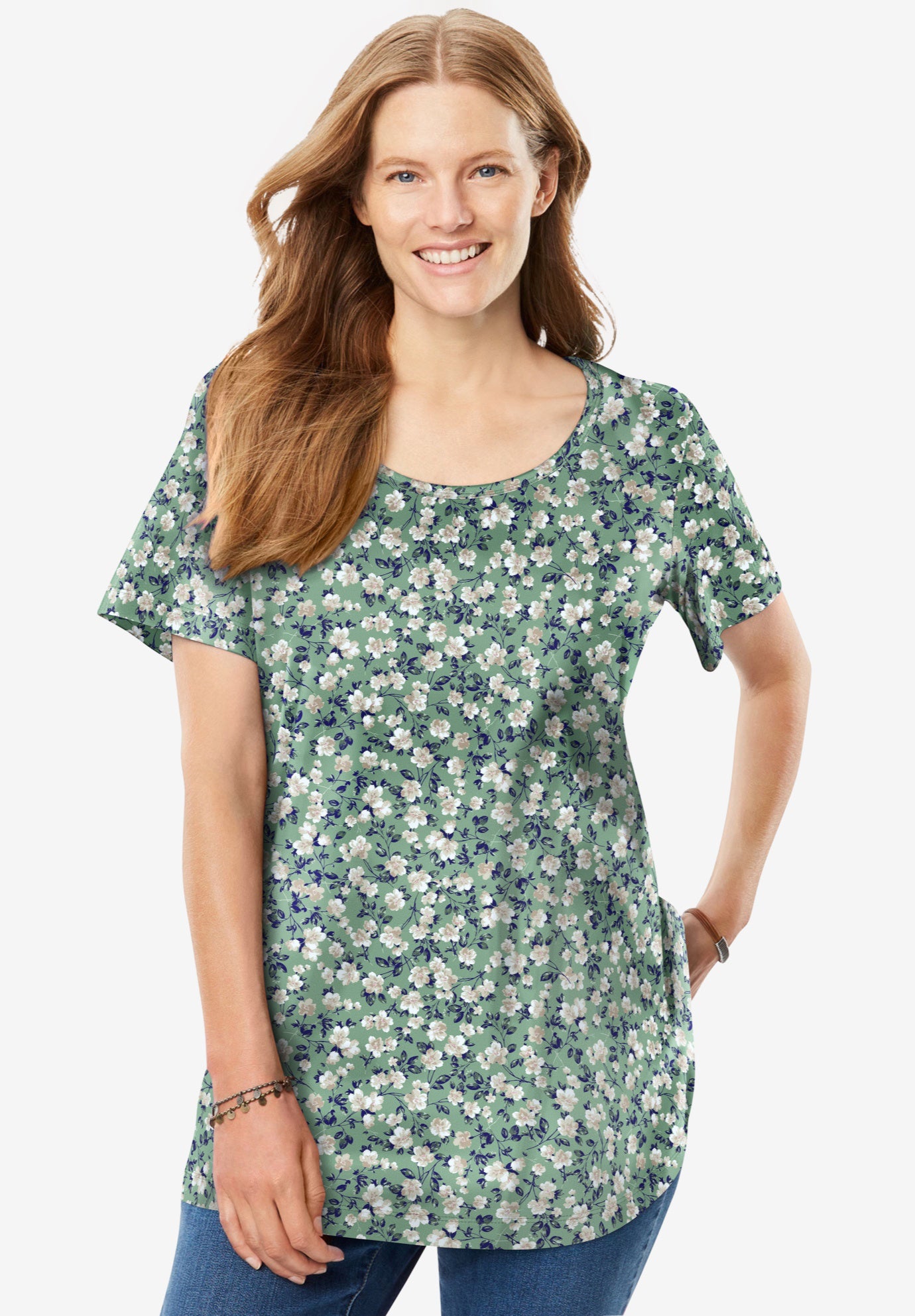 トップス soorploom essentialBALLOON TEE Women's Pima Cotton Shaped Tee, Three-Quarter-Sleeve Jewelneck