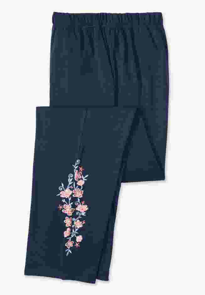 Women’s Plus-Size 7-Day Knit Embroidered Straight-Leg Pull-On Pants image number 2