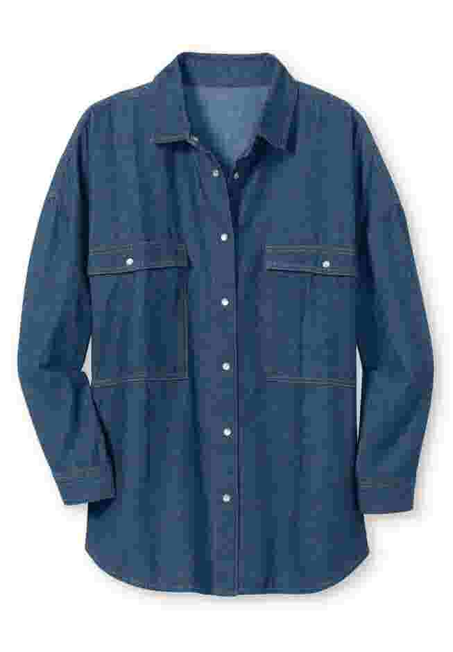 Snap Front 4-Pocket Denim Big Shirt image number 1