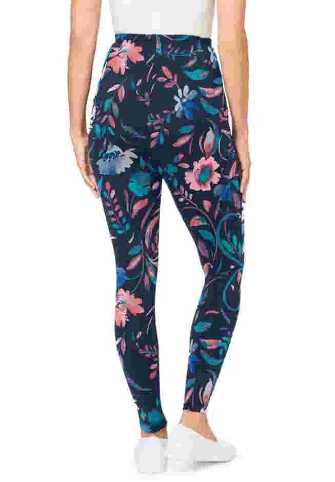 Women’s Plus-Size Stretch-Cotton Knit Pull-On Printed Pocket Leggings image number 1