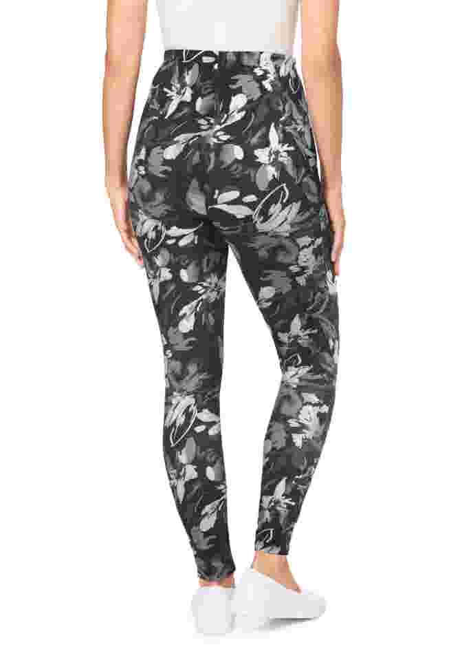 Women’s Plus-Size Stretch-Cotton Knit Pull-On Printed Pocket Leggings image number 1