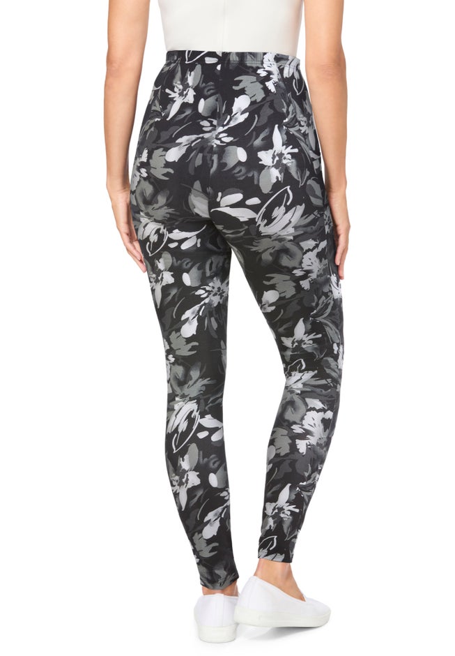 Stretch-Cotton Knit Pull-On Printed Pocket Leggings image number 1