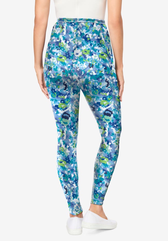 Stretch-Cotton Knit Pull-On Printed Pocket Leggings image number 1