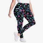 Stretch-Cotton Knit Pull-On Printed Pocket Leggings image number null