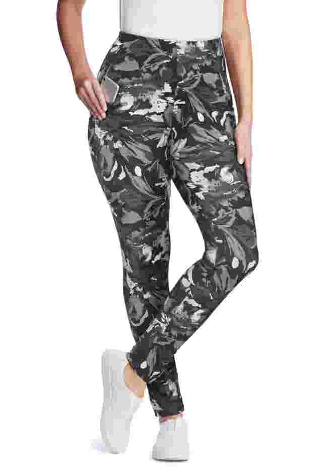 Women’s Plus-Size Stretch-Cotton Knit Pull-On Printed Pocket Leggings image number 0