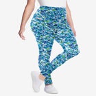 Stretch-Cotton Knit Pull-On Printed Pocket Leggings image number null