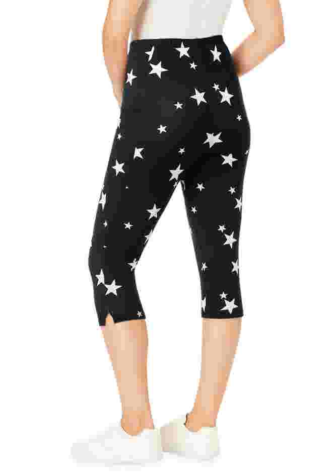 Stretch Cotton Printed Pocket Capri Legging image number 1