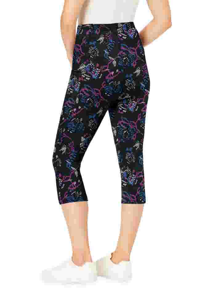 Stretch Cotton Printed Pocket Capri Legging image number 1