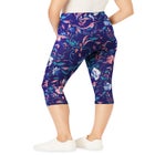 Stretch-Cotton Knit Pull-On Printed Pocket Capri Leggings image number null