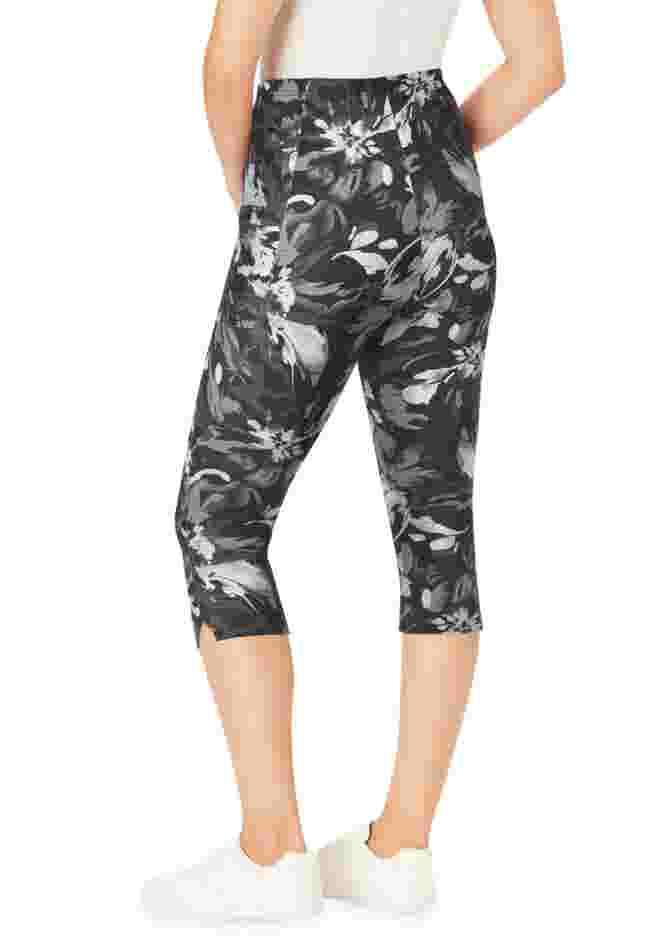 Women’s Plus-Size Stretch-Cotton Knit Pull-On Printed Pocket Capri Leggings image number 1