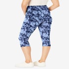 Stretch-Cotton Knit Pull-On Printed Pocket Capri Leggings image number null