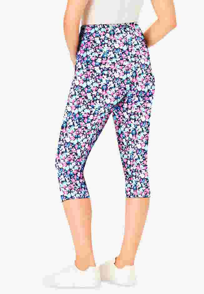 Stretch Cotton Printed Pocket Capri Legging image number 1