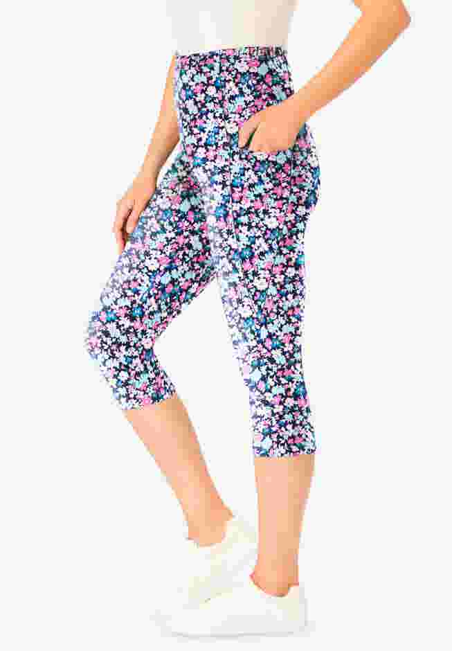 Stretch Cotton Printed Pocket Capri Legging image number 2