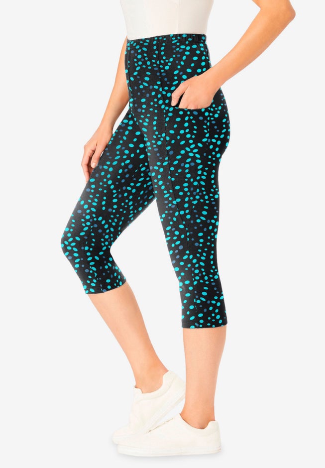 Stretch-Cotton Knit Pull-On Pocket Capri Leggings image number 2