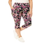 Stretch-Cotton Knit Pull-On Printed Pocket Capri Leggings image number null