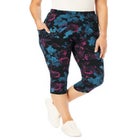 Stretch-Cotton Knit Pull-On Printed Pocket Capri Leggings image number null