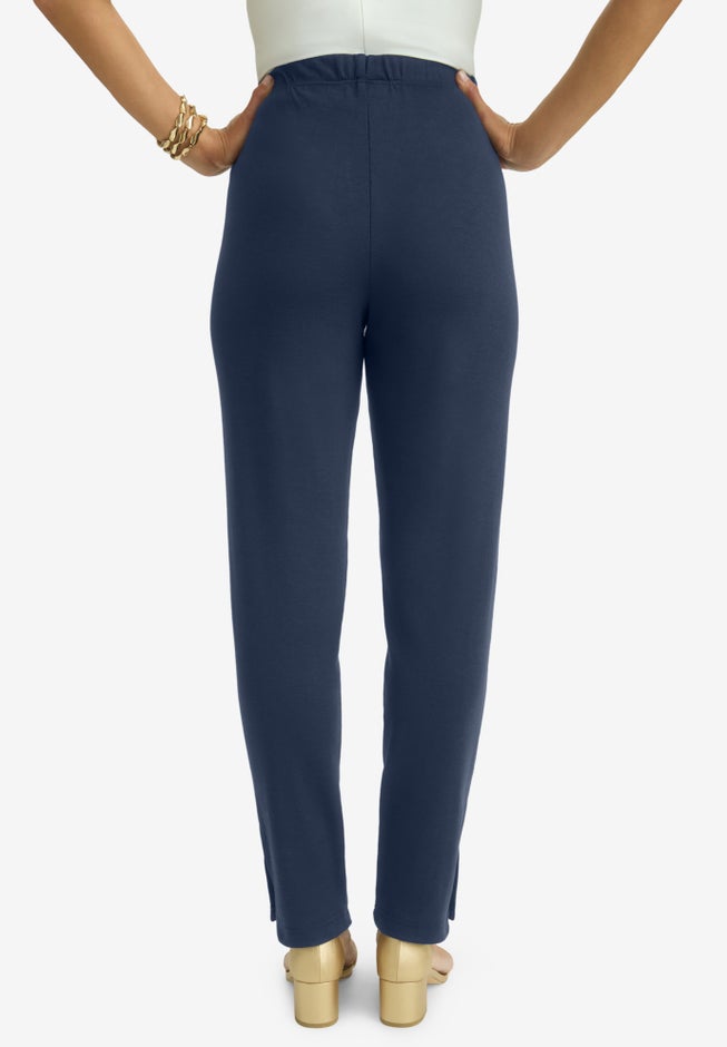 Stretch Soft Knit Slim Straight Snap Pant image number 1