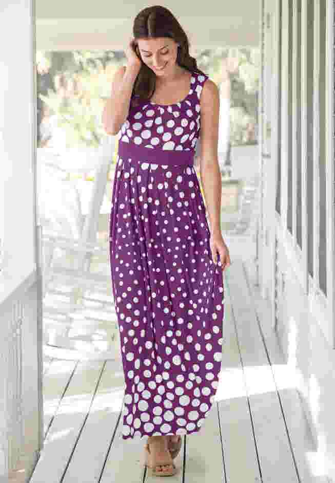 Banded-Waist Print Maxi Dress image number 6