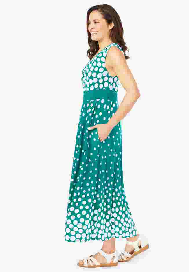 Banded-Waist Print Maxi Dress image number 2