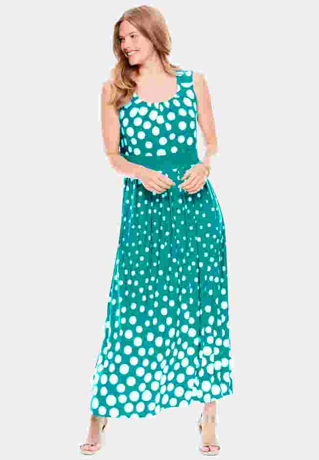 Banded-Waist Print Maxi Dress image number 0