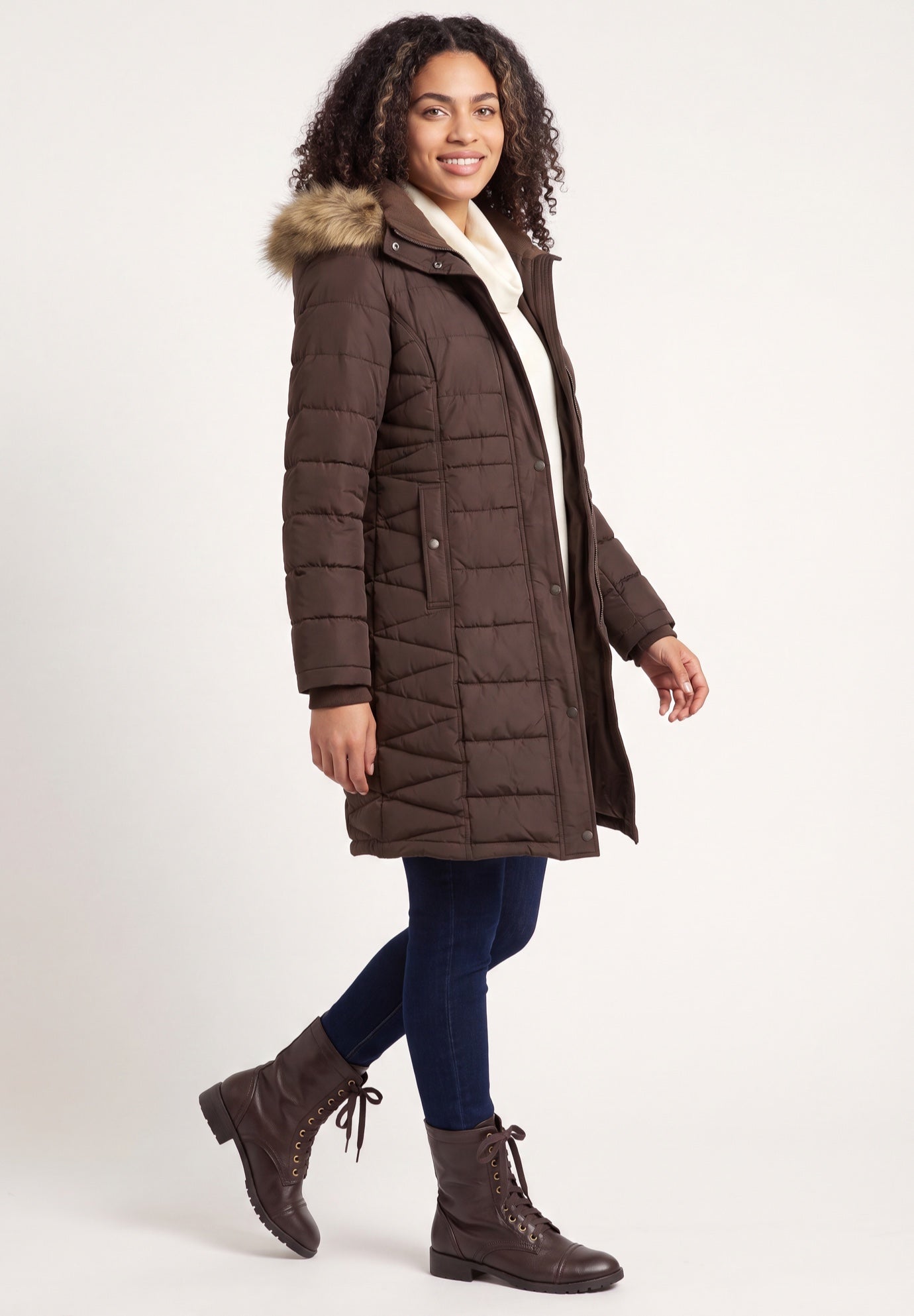 Faux Fur Trim Puffer image number 2
