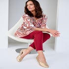 Knit Crepe Sweetheart Neckline Peplum Top image number null