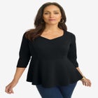 Knit Crepe Sweetheart Neck Top image number null