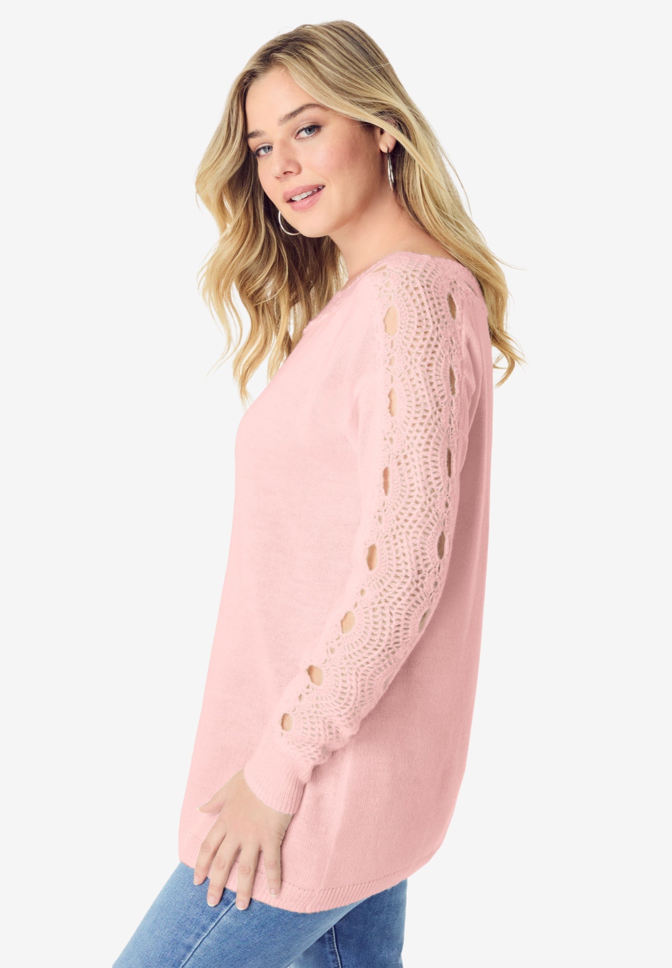 Pointelle Sleeve Pullover image number 2
