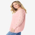Pointelle Sleeve Pullover image number null